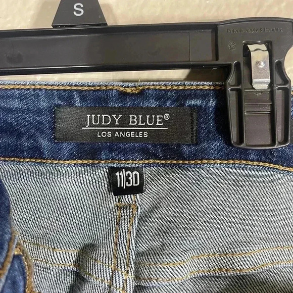 Judy Blue Denim Jeans Dark‎ Wash Frayed Hem High Rise Ankle Skinny Size 11/30 - Picture 4 of 6